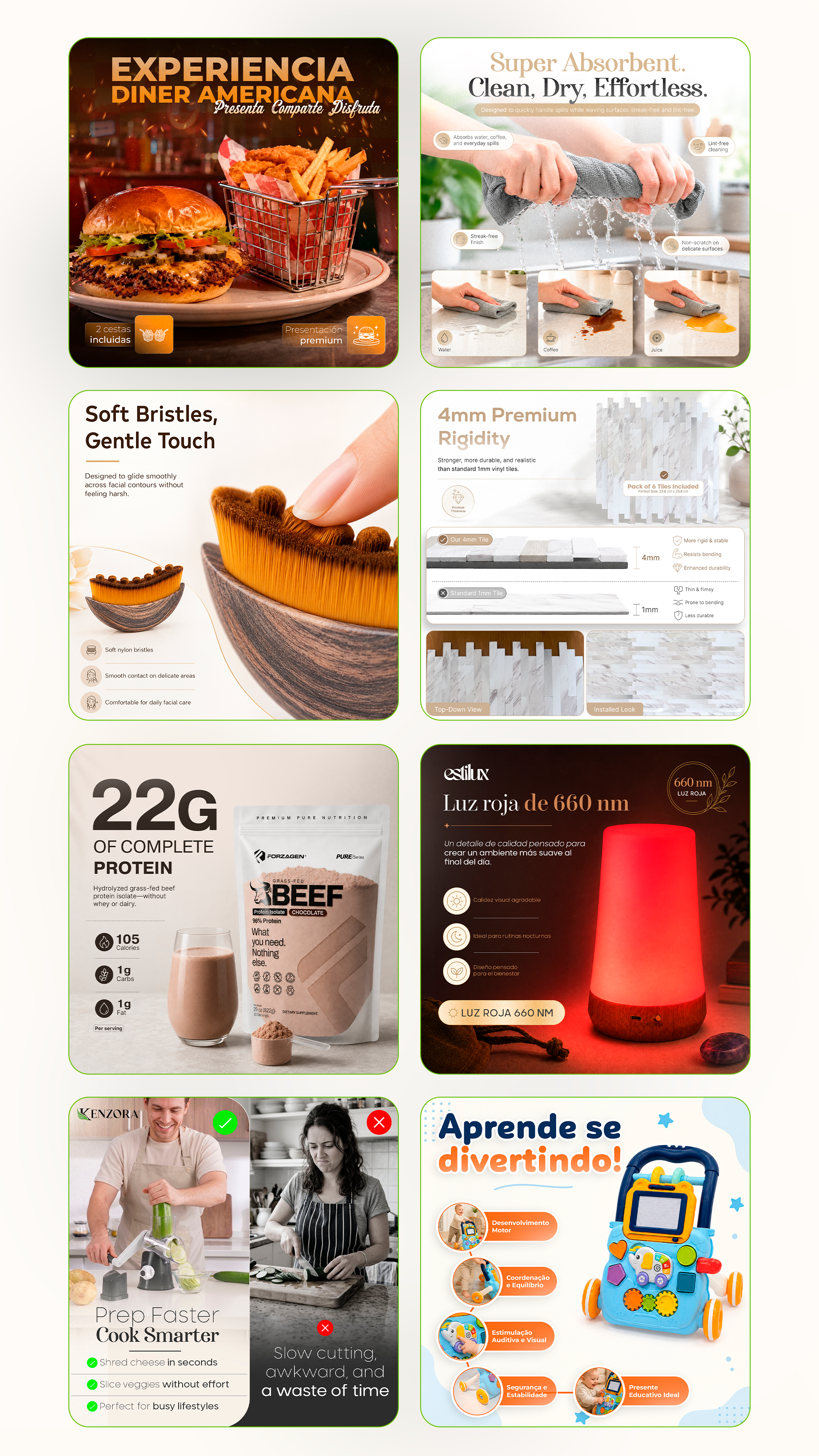 Presentación visual de paquetes de diseño para listings de Amazon